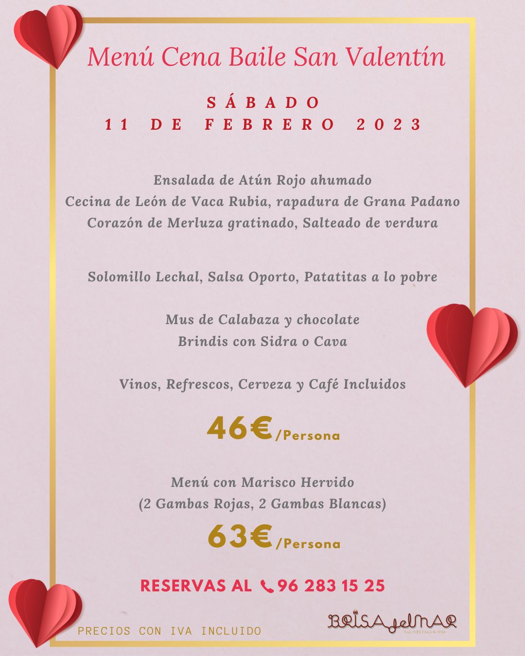 Restaurante Brisa del Mar San Valentín 2023