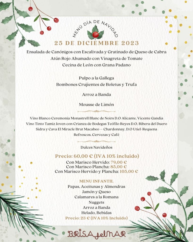 Menú día de navidad