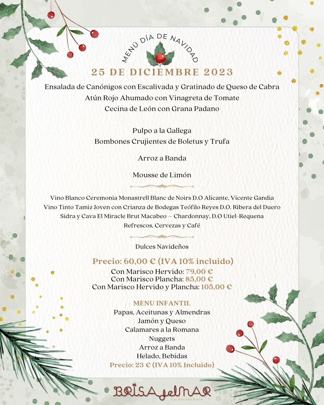 Menú día de navidad