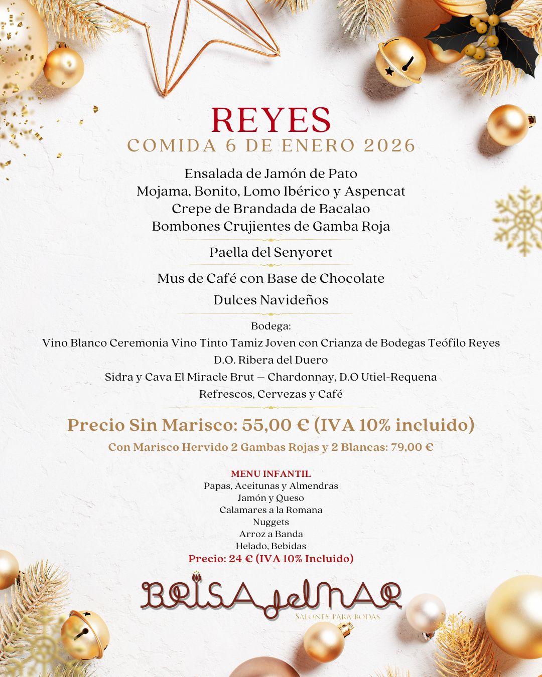 Menu Dia de Reyes Restaurante Brisa del Mar Piles