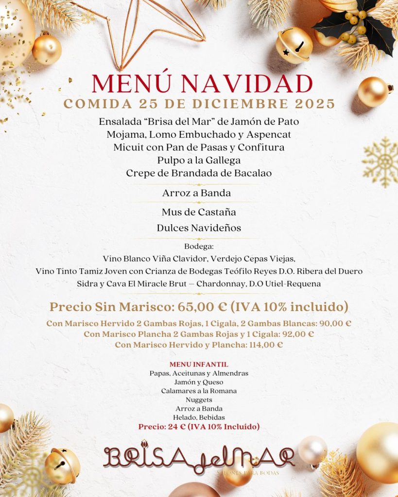 Menu Navidad Restaurante Brisa del Mar Piles